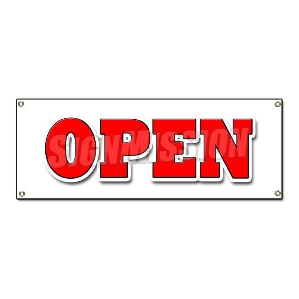 Signmission OPEN BANNER SIGN grand opening new store for business shop sale retail welcome B-Open - main